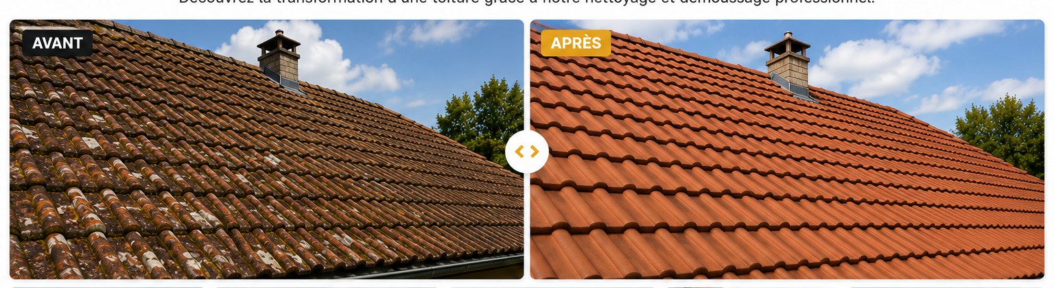 Avant et après traitement de toiture